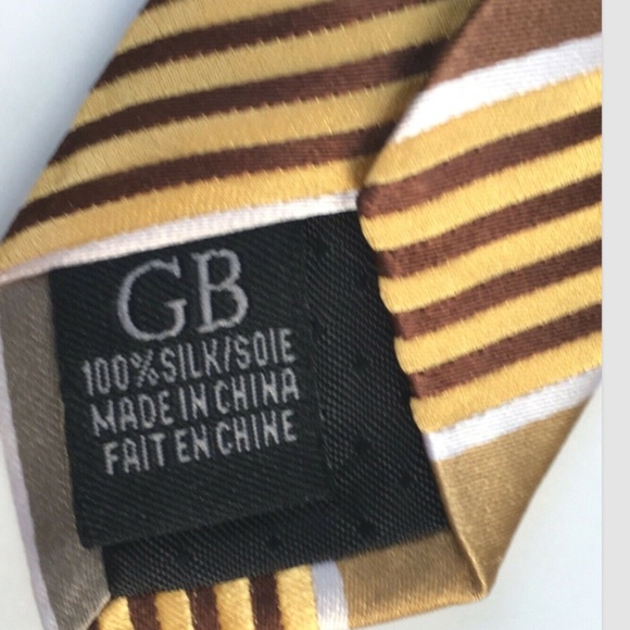 Geoffrey Beene Brown and golden stripes all silk new tie - Picture 5 of 6